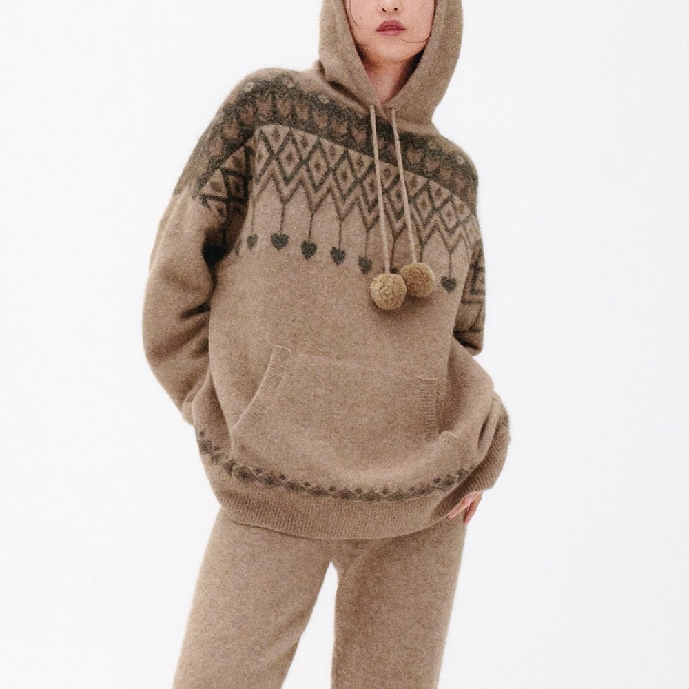 ZARA Wool Blend oversized hooded Sweater M-L.Brand new with tags/never worn